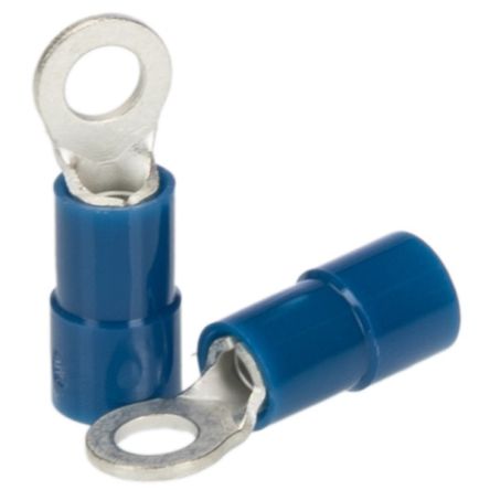 RS PRO Insulated Crimp Ring Terminal, M3.5 Stud Size, 1.5mm² to 2.5mm² Wire Size, Blue [0]; 270-7648