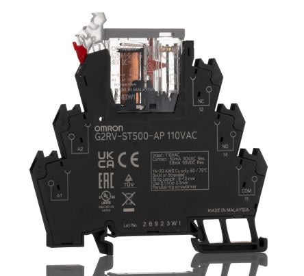Omron G2RV-ST Series Electromechanical Interface Relay, DIN Rail Mount, 110V ac Coil, SPDT, 1-Pole, 50mA Load [G2RV-ST500-AP 110VAC]; 271-1842