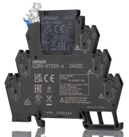 Omron G3RV-ST Series Solid State Interface Relay, 24 Vdc Control, 2 A Load, DIN Rail Mount [G3RV-ST500-A 24VDC]; 271-1868