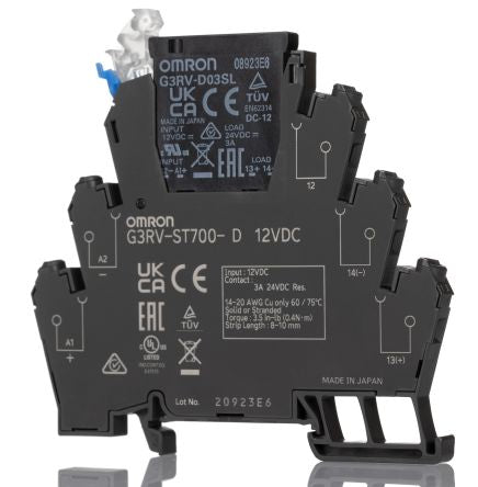 Omron G3RV-ST Series Solid State Interface Relay, 12 Vdc Control, 3 A Load, DIN Rail Mount [G3RV-ST700-D 12VDC]; 271-1897