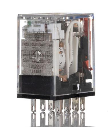 Omron Plug In Latching Power Relay, 24V dc Coil, 6A Switching Current, 4PDT [MY4IN-D2-GS-R DC24]; 271-1938