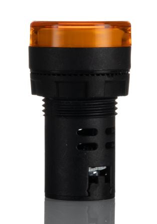 RS PRO, Panel Mount Yellow LED Pilot Light, 22mm Cutout, IP65, Round, 110V ac/dc [0]; 271-7494
