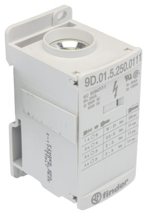 Finder Non-Fused Terminal Block, 12 Way, 120mm², 100kA, 1000/1500 V AC/DC, White [9D.01.5.250.0111]; 276-1221