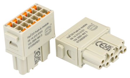 HARTING Heavy Duty Power Connector Module, 10A, Female, Han-Modular Series, 12 Contacts [09140125101]; 278-5085
