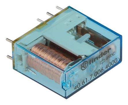 Finder PCB Mount Power Relay, 6V dc Coil, 16A Switching Current, SPDT [406170064000]; 282-6639
