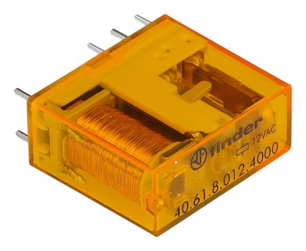 Finder PCB Mount Power Relay, 12V ac Coil, 16A Switching Current, SPDT [406180124000]; 282-6643