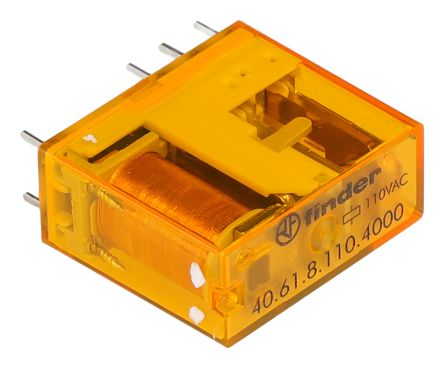 Finder PCB Mount Power Relay, 110V ac Coil, 16A Switching Current, SPDT [406181104000]; 282-6645