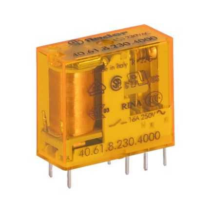 Finder PCB Mount Power Relay, 230V ac Coil, 16A Switching Current, SPDT [406182304000]; 282-6647