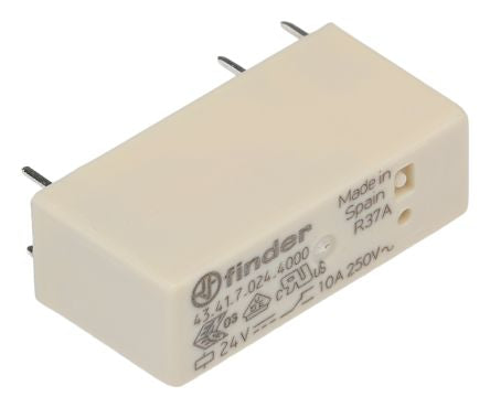 Finder PCB Mount Power Relay, 24V dc Coil, 10A Switching Current, SPDT [434170244000]; 282-6656