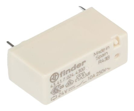 Finder PCB Mount Power Relay, 24V dc Coil, 10A Switching Current, SPDT [434170244300]; 282-6658