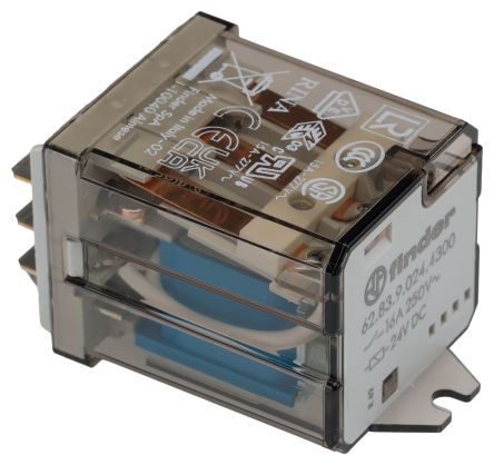 Finder Flange Mount Power Relay, 24V dc Coil, 16A Switching Current, 3PST [628390244300]; 282-6695