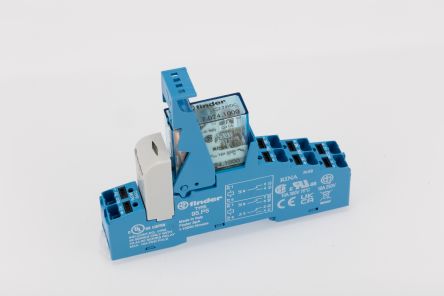 Finder 48 Series Electromechanical Interface Relay, DIN Rail Mount, 24V Coil, SPDT, 1-Pole, 16A Load [48.P6.7.024.1050SPA]; 286-8578