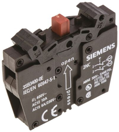 Siemens Siemens 3SB3 Series Contact Block, 2NC [3SB3400-0E]; 411-2006