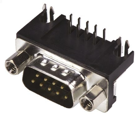 TE Connectivity AMPLIMITE HDP-20 9 Way Right Angle PCB D-sub Connector Plug, 2.77mm Pitch, with 4-40 UNC Female [3-1634580-2]; 495-9805