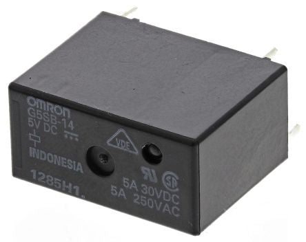 Omron PCB Mount Non-Latching Relay, 5V dc Coil, 5A Switching Current, SPDT [G5SB145DC]; 683-9245