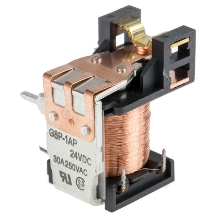 Omron PCB Mount Non-Latching Relay, 24V dc Coil, 30A Switching Current, SPST [G8P1AP24DC]; 684-0251