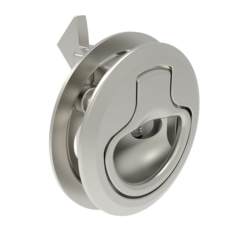 SOUTHCO Push-to-Close Latch, Small Size, Key Locking, 1 - 21mm (.04 - .83 in) Door thickness, 23mm (.91 in) Grip, 316 Stainless Steel, Electropolished [M1-15-41-8]