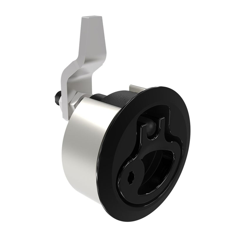 SOUTHCO Compression Latch, Medium Size, Locking, 2 - 12mm (.075 - . 475 in) Door thickness, 27 - 40mm or 51 -64mm (1.06 - 1.57 in or 2.00 - 2.52 in) Grip, 316 Stainless Steel, Black PVD [M1-20-81-46]