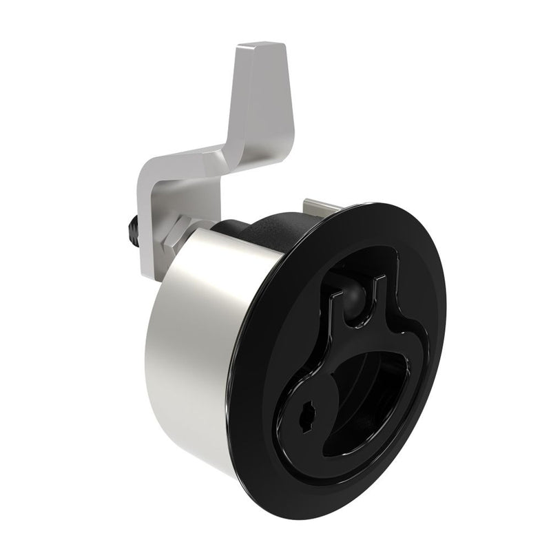 SOUTHCO Compression Latch, Medium Size, Locking, 2 - 12mm (.075 - . 475 in) Door thickness, 21 - 28mm or 63 -76mm (.83 - 1.10 in or 2.48 - 3.00 in) Grip, 316 Stainless Steel, Black PVD [M1-20-81-56]