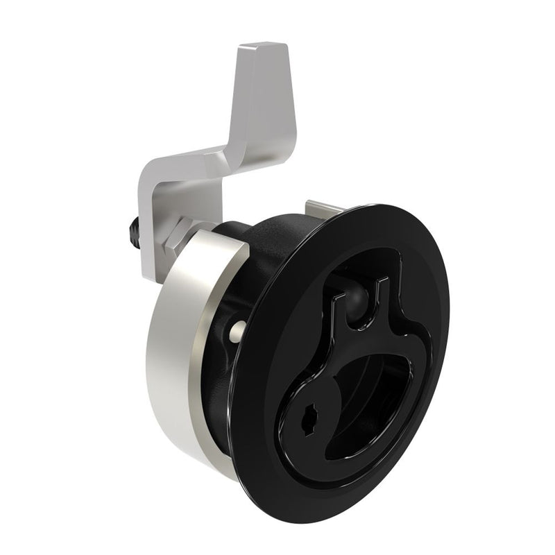 SOUTHCO Compression Latch, Medium Size, Locking, 12 - 22.5mm (.475 - . 885 in) Door thickness, 21 - 28mm or 63 -76mm (.83 - 1.10 in or 2.48 - 3.00 in) Grip, 316 Stainless Steel, Black PVD [M1-20-82-56]