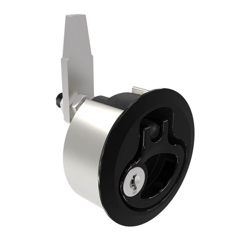 SOUTHCO Compression Latch, Medium Size, Key Locking Keycode S016, 2 - 12mm (.075 - . 475 in) Door thickness, 39 - 52mm (2.01 - 2.52 in) Grip, 316 Stainless Steel, Black PVD [M1-20-9D1-36]