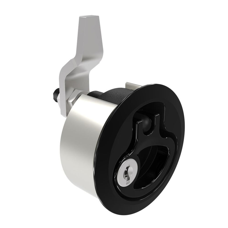 SOUTHCO Compression Latch, Medium Size, Key Locking, 2 - 12mm (.075 - . 475 in) Door thickness, 27 - 40mm or 51 -64mm (1.06 - 1.57 in or 2.00 - 2.52 in) Grip, 316 Stainless Steel, Black PVD [M1-20-91-46]