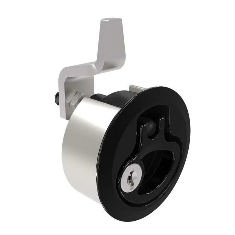 SOUTHCO Compression Latch, Medium Size, Key Locking Keycode S014, 2 - 12mm (.075 - . 475 in) Door thickness, 21 - 28mm or 63 -76mm (.83 - 1.10 in or 2.48 - 3.00 in) Grip, 316 Stainless Steel, Black PVD [M1-20-9C1-56]