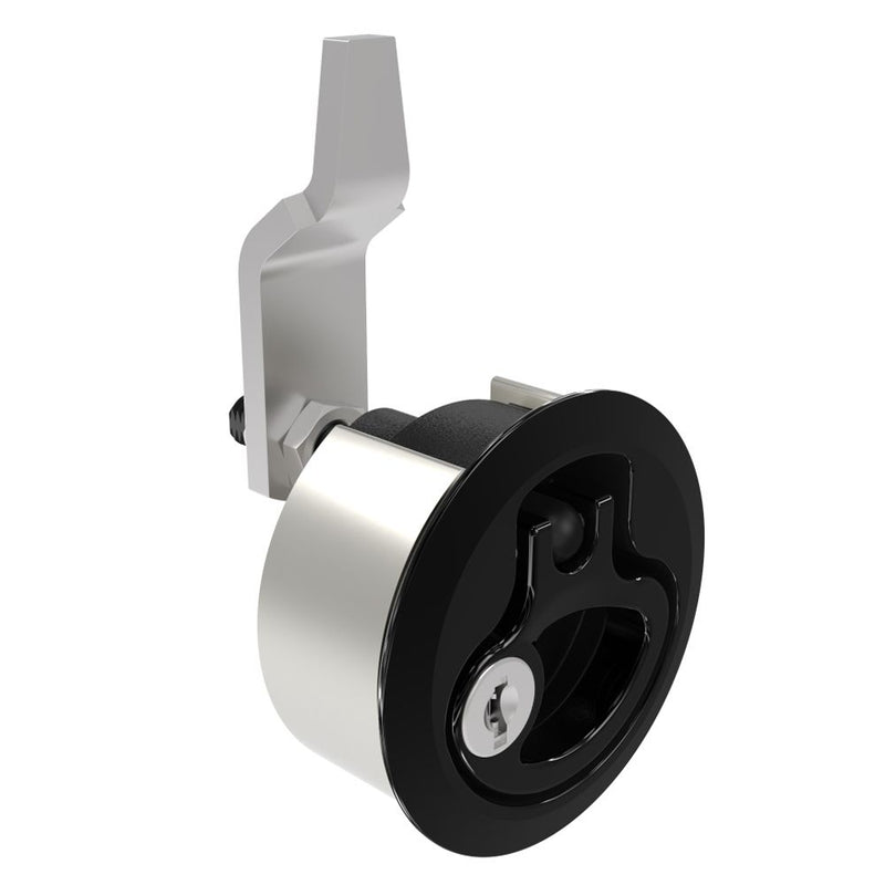 SOUTHCO Compression Latch, Medium Size, Key Locking Keycode S004, 2 - 12mm (.075 - . 475 in) Door thickness, 27 - 40mm or 51 -64mm (1.06 - 1.57 in or 2.00 - 2.52 in) Grip, 316 Stainless Steel, Black PVD [M1-20-9A1-76]