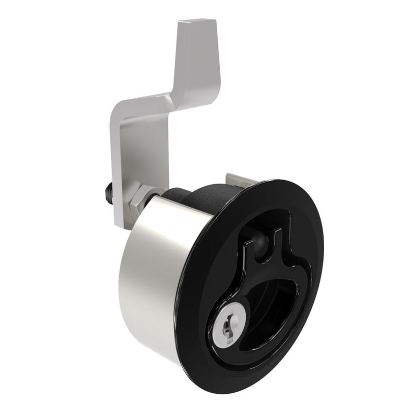 SOUTHCO Compression Latch, Medium Size, Key Locking, 2 - 12mm (.075 - . 475 in) Door thickness, 21 - 28mm or 63 -76mm (.83 - 1.10 in or 2.48 - 3.00 in) Grip, 316 Stainless Steel, Black PVD [M1-20-91-86]
