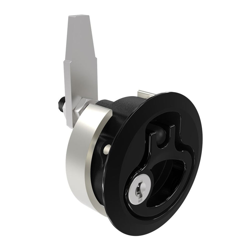 SOUTHCO Compression Latch, Medium Size, Key Locking Keycode S016, 12 - 22.5mm (.475 - . 885 in) Door thickness, 39 - 52mm (2.01 - 2.52 in) Grip, 316 Stainless Steel, Black PVD [M1-20-9D2-36]