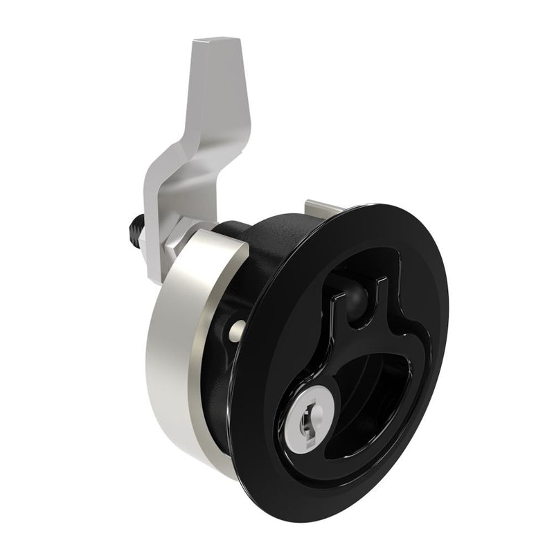 SOUTHCO Compression Latch, Medium Size, Key Locking Keycode S007, 12 - 22.5mm (.475 - . 885 in) Door thickness, 27 - 40mm or 51 -64mm (1.06 - 1.57 in or 2.00 - 2.52 in) Grip, 316 Stainless Steel, Black PVD [M1-20-9B2-46]
