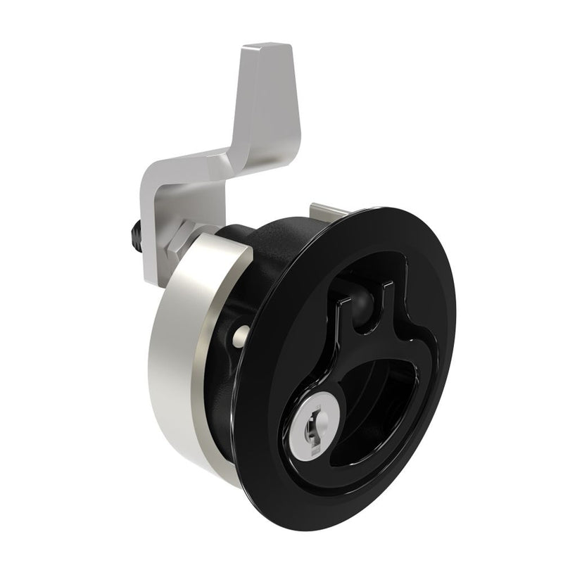 SOUTHCO Compression Latch, Medium Size, Key Locking Keycode S016, 12 - 22.5mm (.475 - . 885 in) Door thickness, 21 - 28mm or 63 -76mm (.83 - 1.10 in or 2.48 - 3.00 in) Grip, 316 Stainless Steel, Black PVD [M1-20-9D2-56]