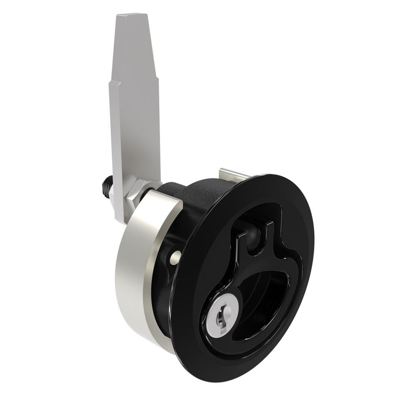 SOUTHCO Compression Latch, Medium Size, Key Locking Keycode S004, 12 - 22.5mm (.475 - . 885 in) Door thickness, 39 - 52mm (2.01 - 2.52 in) Grip, 316 Stainless Steel, Black PVD [M1-20-9A2-66]