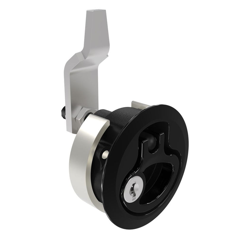SOUTHCO Compression Latch, Medium Size, Key Locking Keycode S007, 12 - 22.5mm (.475 - . 885 in) Door thickness, 27 - 40mm or 51 -64mm (1.06 - 1.57 in or 2.00 - 2.52 in) Grip, 316 Stainless Steel, Black PVD [M1-20-9B2-76]