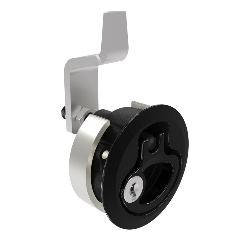 SOUTHCO Compression Latch, Medium Size, Key Locking, 12 - 22.5mm (.475 - . 885 in) Door thickness, 21 - 28mm or 63 -76mm (.83 - 1.10 in or 2.48 - 3.00 in) Grip, 316 Stainless Steel, Black PVD [M1-20-92-86]
