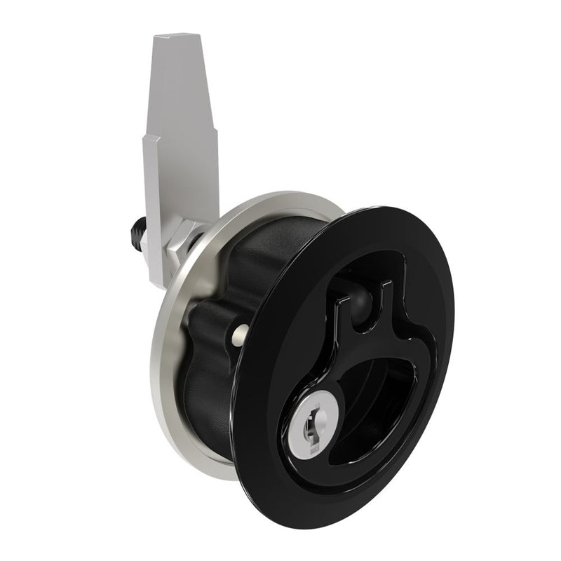 SOUTHCO Compression Latch, Medium Size, Key Locking Keycode S016, 18.5 - 29mm (.073 - 1.14 in) Door thickness, 39 - 52mm (2.01 - 2.52 in) Grip, 316 Stainless Steel, Black PVD [M1-20-9D3-36]