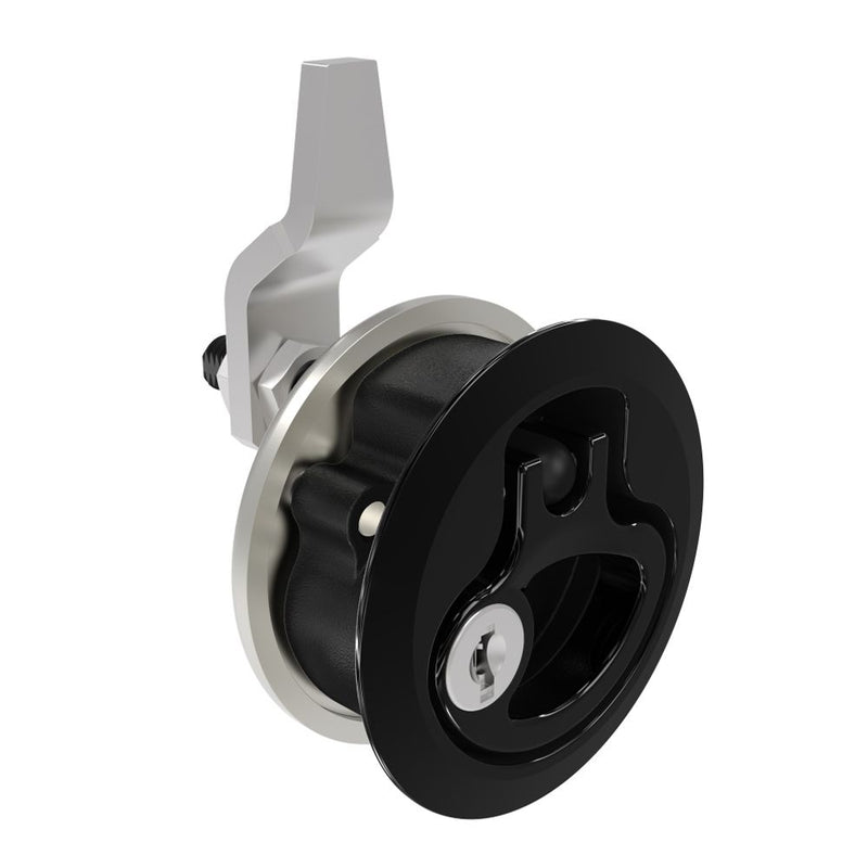 SOUTHCO Compression Latch, Medium Size, Key Locking, 18.5 - 29mm (.073 - 1.14 in) Door thickness, 27 - 40mm or 51 -64mm (1.06 - 1.57 in or 2.00 - 2.52 in) Grip, 316 Stainless Steel, Black PVD [M1-20-93-46]