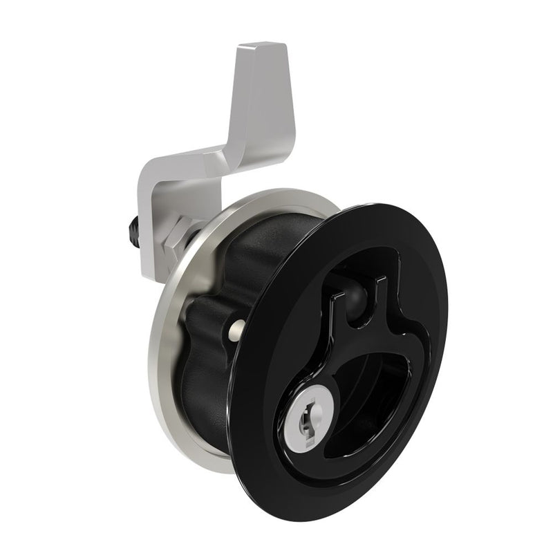 SOUTHCO Compression Latch, Medium Size, Key Locking Keycode S016, 18.5 - 29mm (.073 - 1.14 in) Door thickness, 21 - 28mm or 63 -76mm (.83 - 1.10 in or 2.48 - 3.00 in) Grip, 316 Stainless Steel, Black PVD [M1-20-9D3-56]
