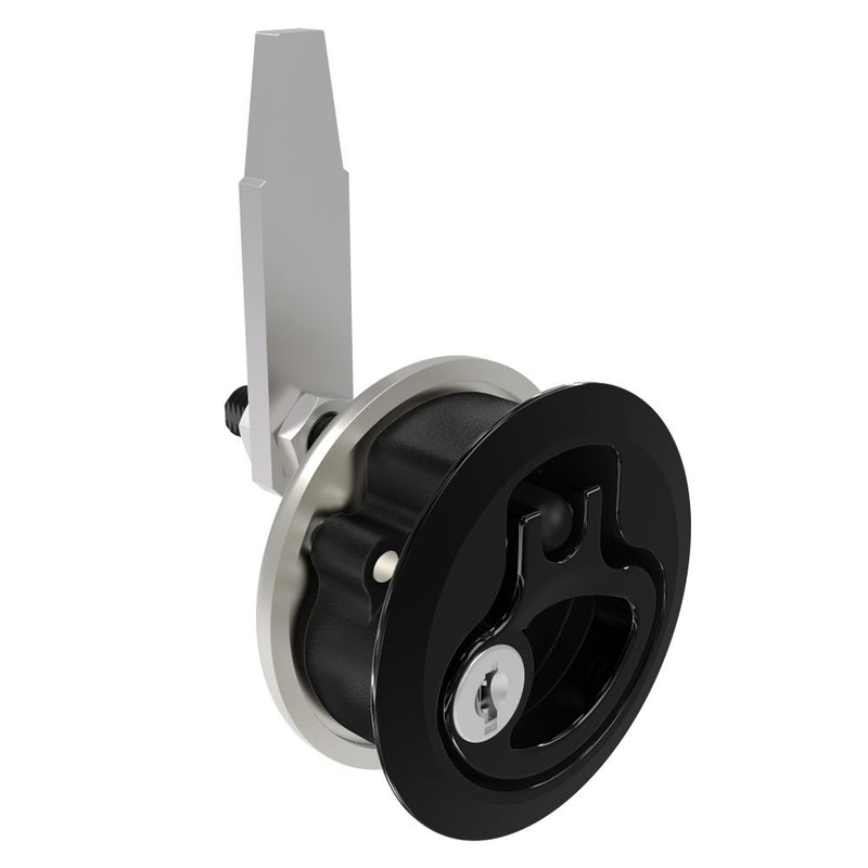 SOUTHCO Compression Latch, Medium Size, Key Locking Keycode S004, 18.5 - 29mm (.073 - 1.14 in) Door thickness, 39 - 52mm (2.01 - 2.52 in) Grip, 316 Stainless Steel, Black PVD [M1-20-9A3-66]