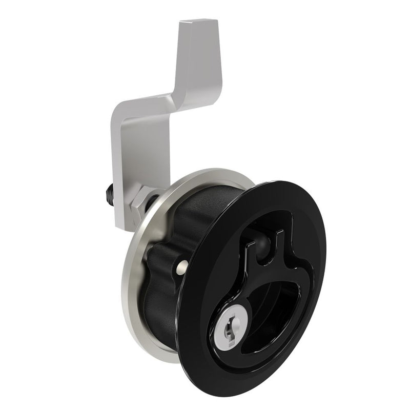 SOUTHCO Compression Latch, Medium Size, Key Locking Keycode S007, 18.5 - 29mm (.073 - 1.14 in) Door thickness, 21 - 28mm or 63 -76mm (.83 - 1.10 in or 2.48 - 3.00 in) Grip, 316 Stainless Steel, Black PVD [M1-20-9B3-86]