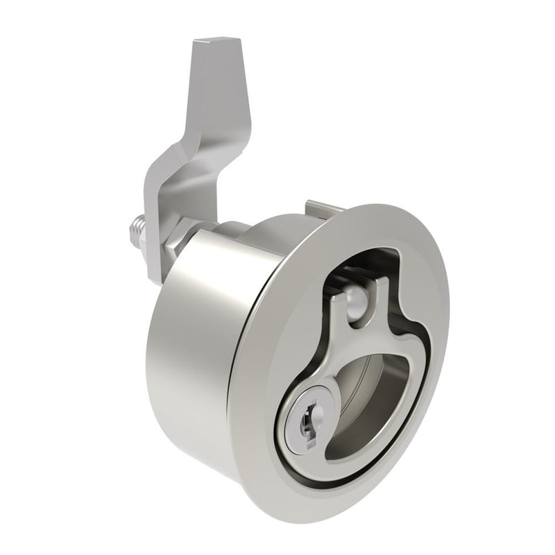 SOUTHCO Compression Latch, Medium Size, Key Locking Keycode S004, 2 - 12mm (.075 - . 475 in) Door thickness, 27 - 40mm or 51 -64mm (1.06 - 1.57 in or 2.00 - 2.52 in) Grip, 316 Stainless Steel, Electrpolished [M1-20-9A1-48]