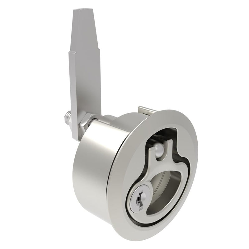SOUTHCO Compression Latch, Medium Size, Key Locking Keycode S014, 2 - 12mm (.075 - . 475 in) Door thickness, 39 - 52mm (2.01 - 2.52 in) Grip, 316 Stainless Steel, Electrpolished [M1-20-9C1-68]