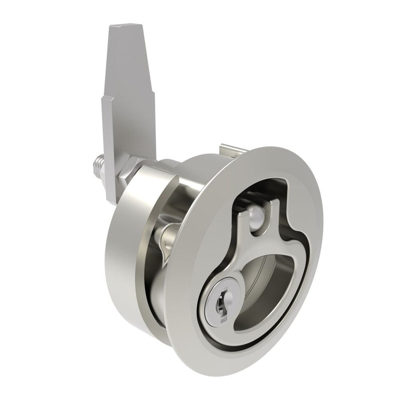 SOUTHCO Compression Latch, Medium Size, Key Locking Keycode S007, 12 - 22.5mm (.475 - . 885 in) Door thickness, 39 - 52mm (2.01 - 2.52 in) Grip, 316 Stainless Steel, Electrpolished [M1-20-9B2-38]