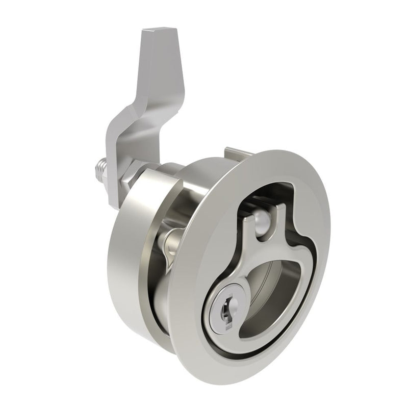 SOUTHCO Compression Latch, Medium Size, Key Locking Keycode S007, 12 - 22.5mm (.475 - . 885 in) Door thickness, 27 - 40mm or 51 -64mm (1.06 - 1.57 in or 2.00 - 2.52 in) Grip, 316 Stainless Steel, Electrpolished [M1-20-9B2-48]