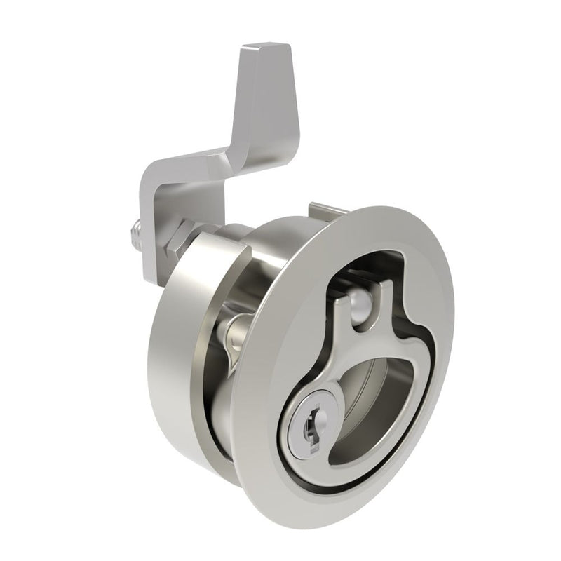 SOUTHCO Compression Latch, Medium Size, Key Locking Keycode S014, 12 - 22.5mm (.475 - . 885 in) Door thickness, 21 - 28mm or 63 -76mm (.83 - 1.10 in or 2.48 - 3.00 in) Grip, 316 Stainless Steel, Electrpolished [M1-20-9C2-58]