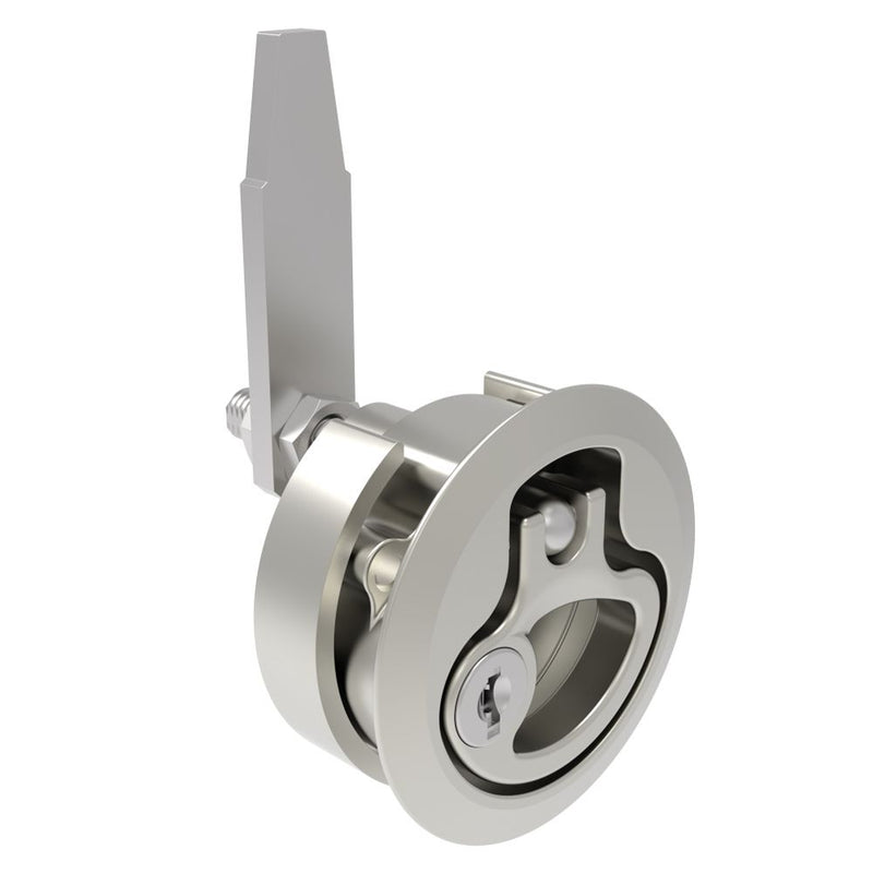 SOUTHCO Compression Latch, Medium Size, Key Locking Keycode S007, 12 - 22.5mm (.475 - . 885 in) Door thickness, 39 - 52mm (2.01 - 2.52 in) Grip, 316 Stainless Steel, Electrpolished [M1-20-9B2-68]