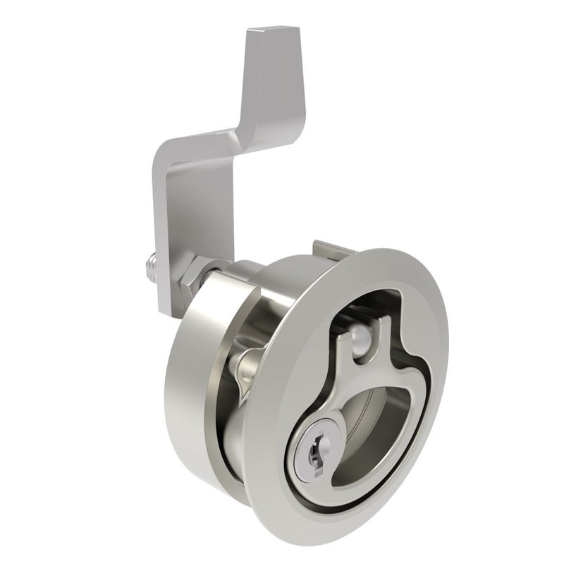 SOUTHCO Compression Latch, Medium Size, Key Locking Keycode S014, 12 - 22.5mm (.475 - . 885 in) Door thickness, 21 - 28mm or 63 -76mm (.83 - 1.10 in or 2.48 - 3.00 in) Grip, 316 Stainless Steel, Electrpolished [M1-20-9C2-88]