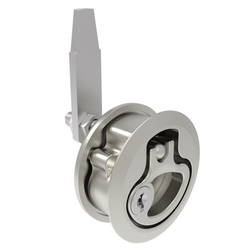 SOUTHCO Compression Latch, Medium Size, Key Locking Keycode S014, 18.5 - 29mm (.073 - 1.14 in) Door thickness, 39 - 52mm (2.01 - 2.52 in) Grip, 316 Stainless Steel, Electrpolished [M1-20-9C3-68]