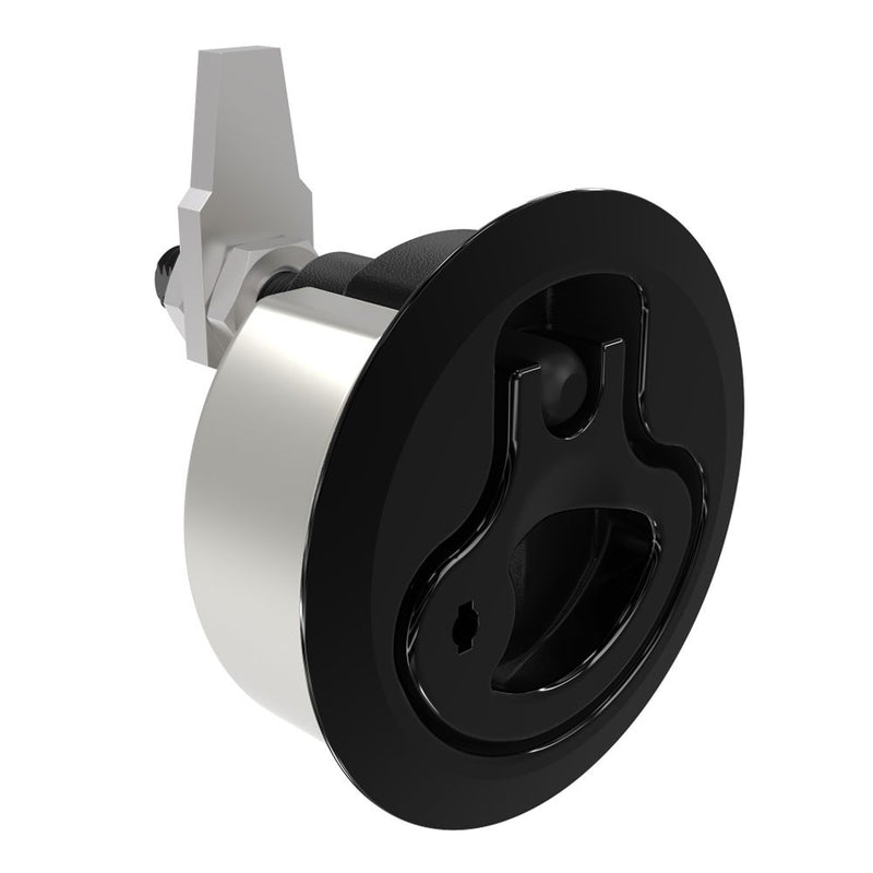 SOUTHCO Compression Latch, Large Size, Locking, 2 - 12mm (.075 - . 475 in) Door thickness, 47 - 61mm (1.85 - 2.40 in) Grip, 316 Stainless Steel, Black PVD [M1-25-81-36]