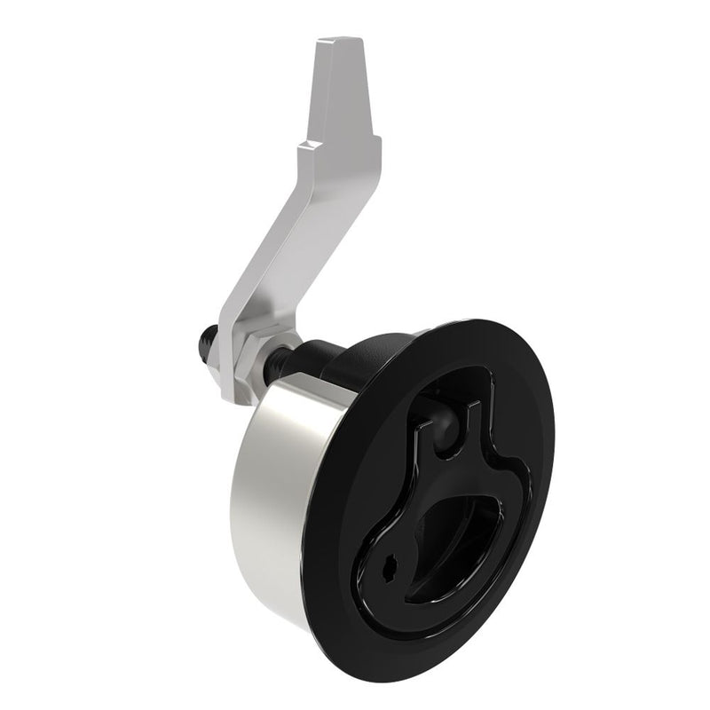 SOUTHCO Compression Latch, Large Size, Locking, 2 - 12mm (.075 - . 475 in) Door thickness, 23.5 - 35mm or 74 -88mm (.92 - 1.38 in or 2.91 - 3.47 in) Grip, 316 Stainless Steel, Black PVD [M1-25-81-86]